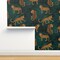 Black Green Animal Africa Leopard Cheetah Tiger Exotic Animals Maximalist Custom Removable Wallpaper by Spoonflower Peel & Stick Wallpaper 2FT Wide